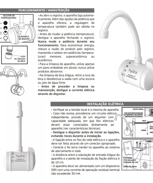 TORNEIRA MULTI TEMPERATURA HYDRALAR 4T 127V 5500W - HYDRA